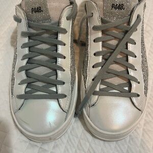 P448, silver glitter, size 39
